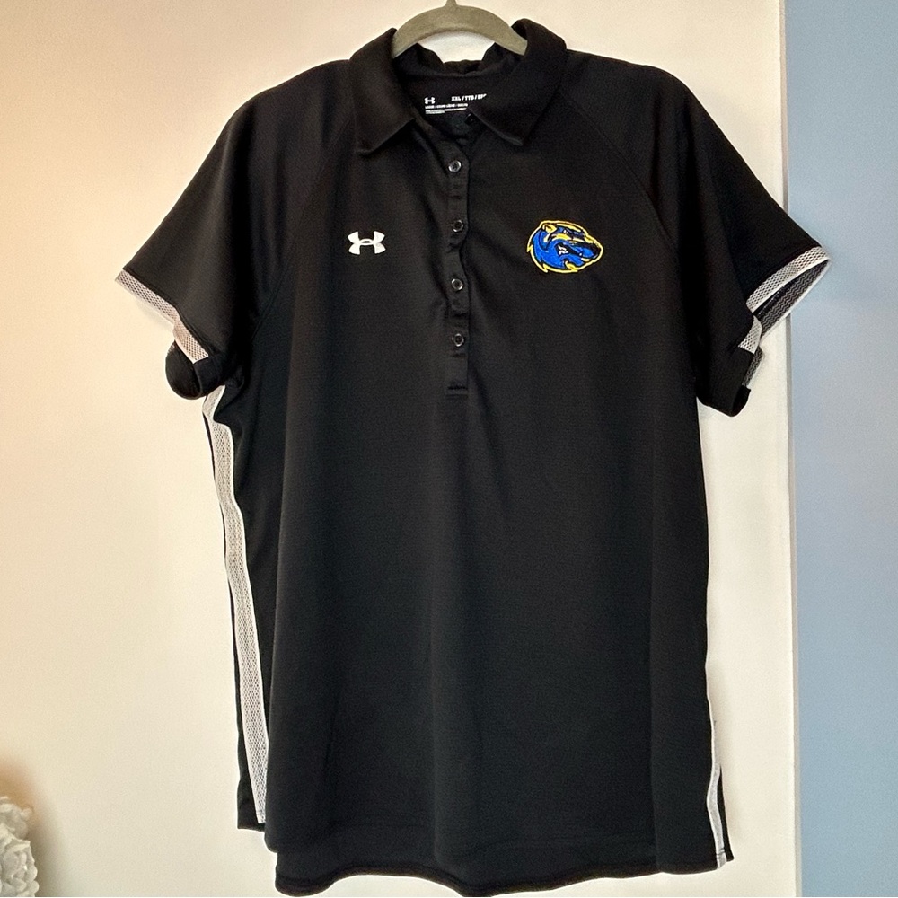 Under Armour Rival Polo Black Shirt Badger Patch Logo Men's XXL